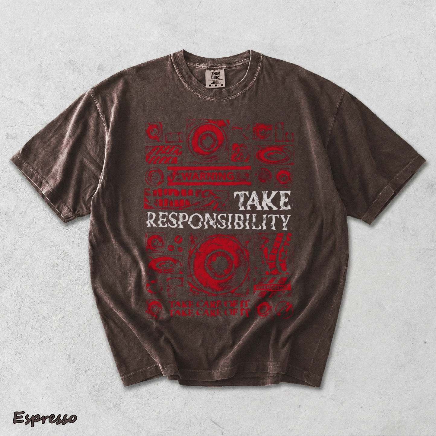 Mouthwashing Unisex Acid Washed Lightweight Cotton T-Shirt - Espresso mockup