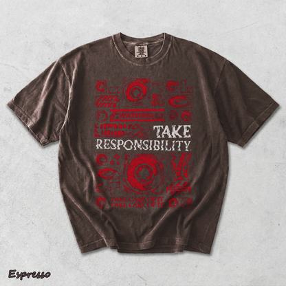 Mouthwashing Unisex Acid Washed Lightweight Cotton T-Shirt - Espresso mockup