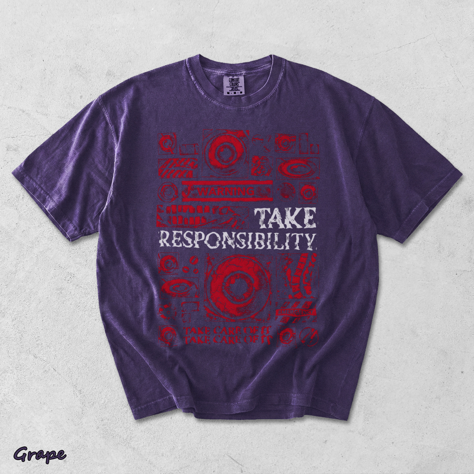 Mouthwashing Unisex Acid Washed Lightweight Cotton T-Shirt - Grape mockup
