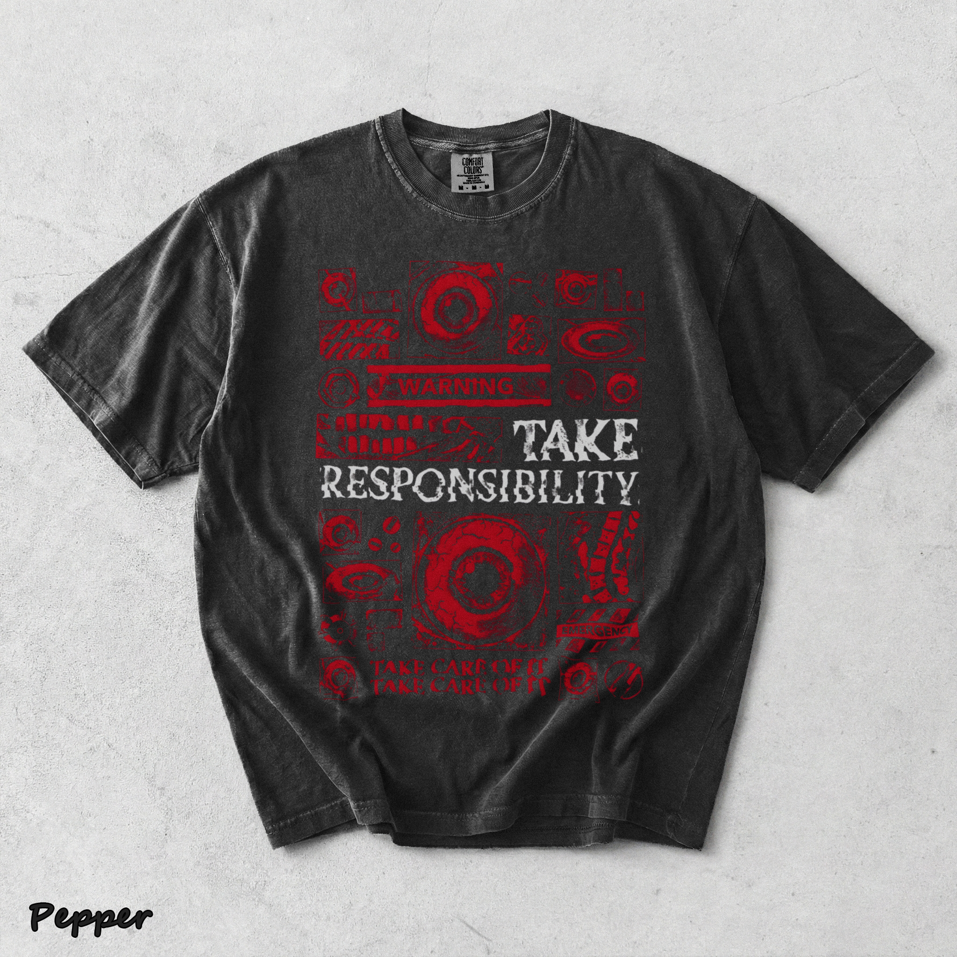 Mouthwashing Unisex Acid Washed Lightweight Cotton T-Shirt - Pepper mockup