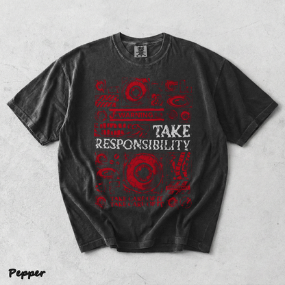 Mouthwashing Unisex Acid Washed Lightweight Cotton T-Shirt - Pepper mockup