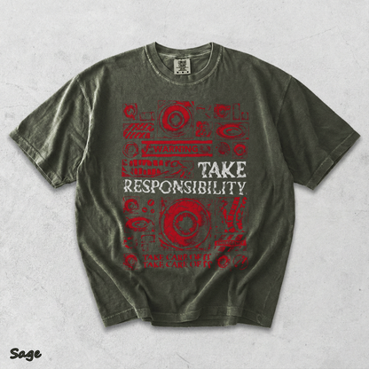 Mouthwashing Unisex Acid Washed Lightweight Cotton T-Shirt - Sage mockup
