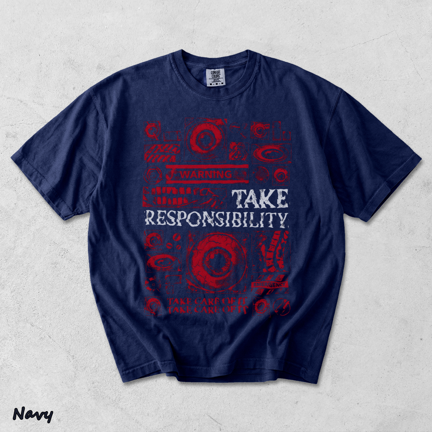 Mouthwashing Unisex Acid Washed Lightweight Cotton T-Shirt - True Navy mockup
