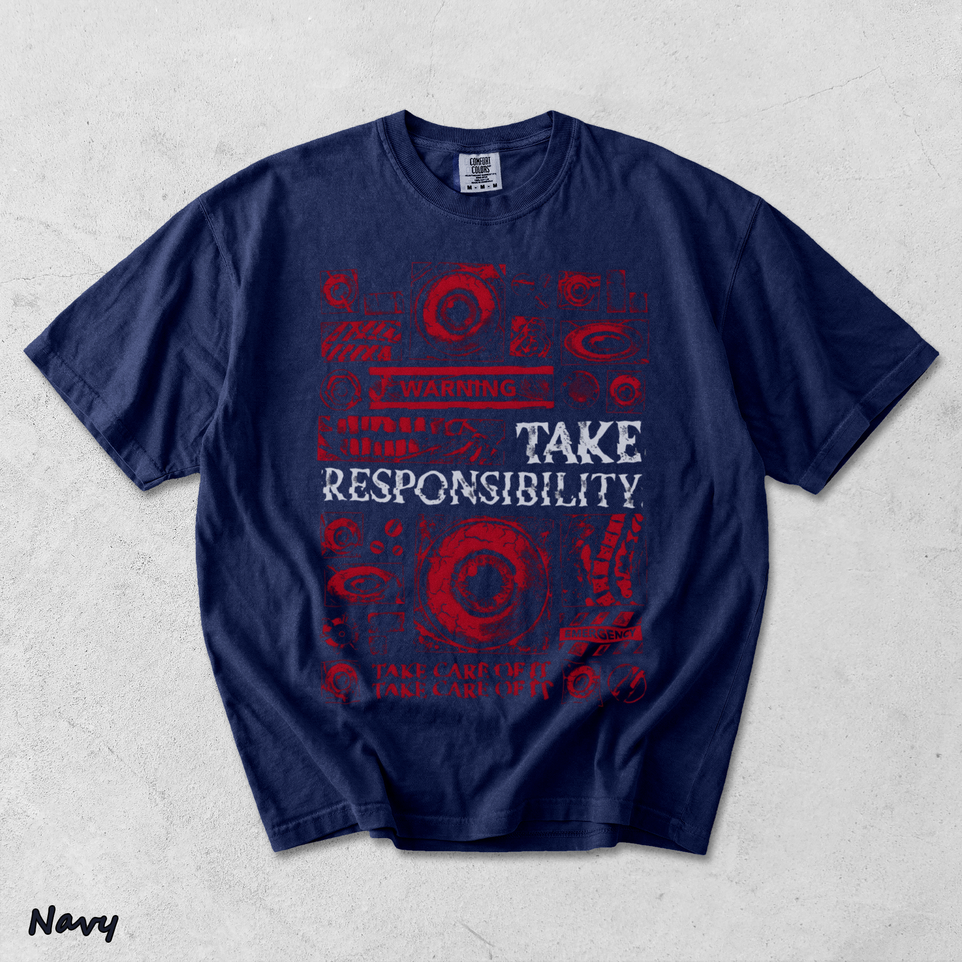Mouthwashing Unisex Acid Washed Lightweight Cotton T-Shirt - True Navy mockup