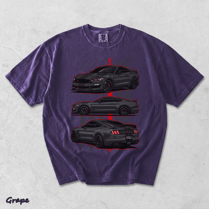 Mustang Shelby GT350 Vintage Graphic Acid Washed T-shirt back - Grape mockup