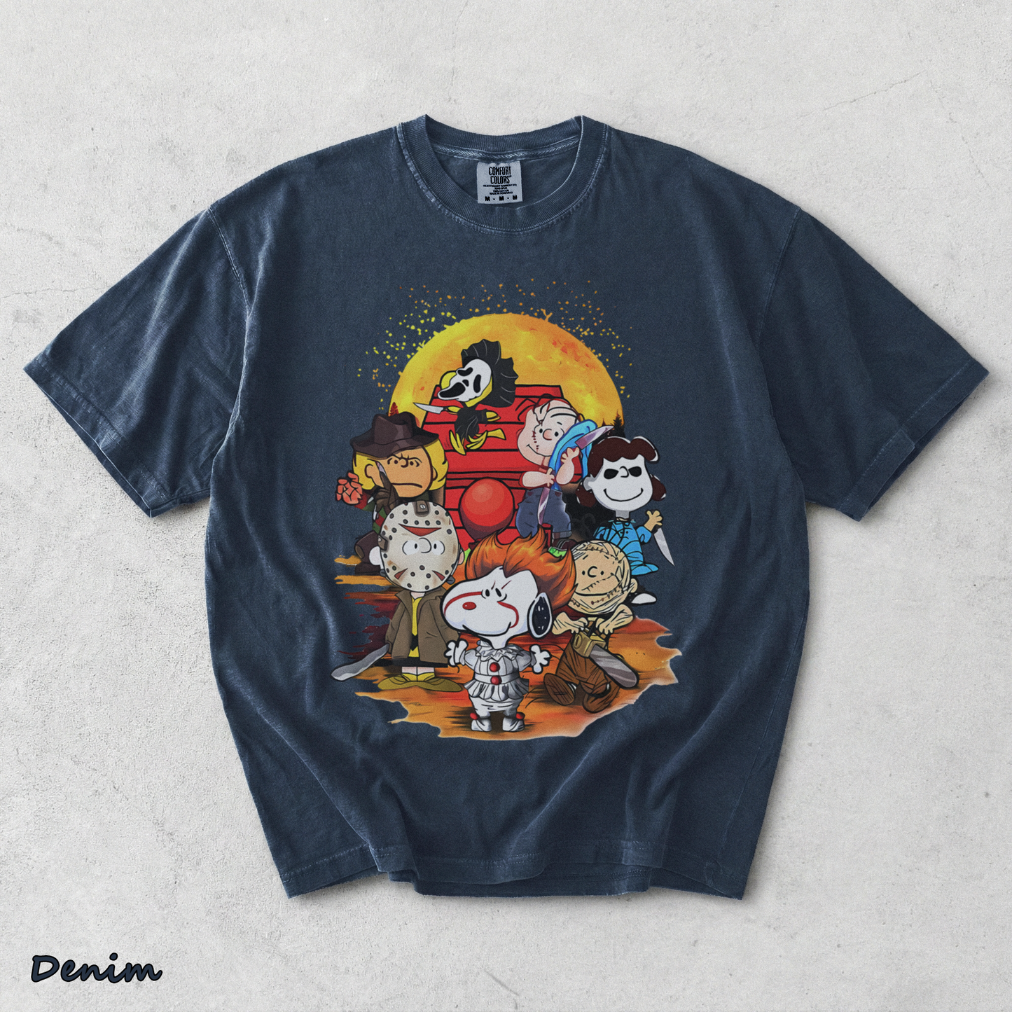n25.Halloween Snoopy Crew - Denim mockup