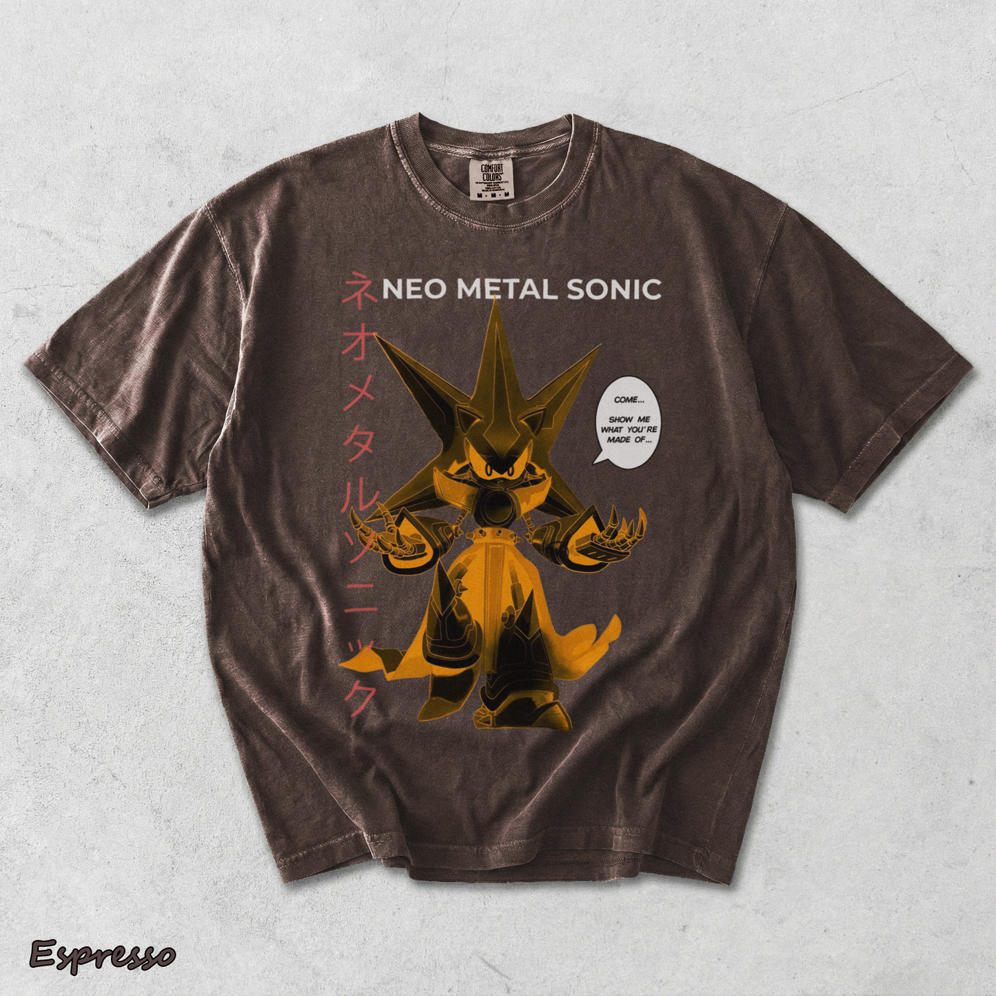Neo Metal Sonic Anime Streetwear 3 - Espresso mockup