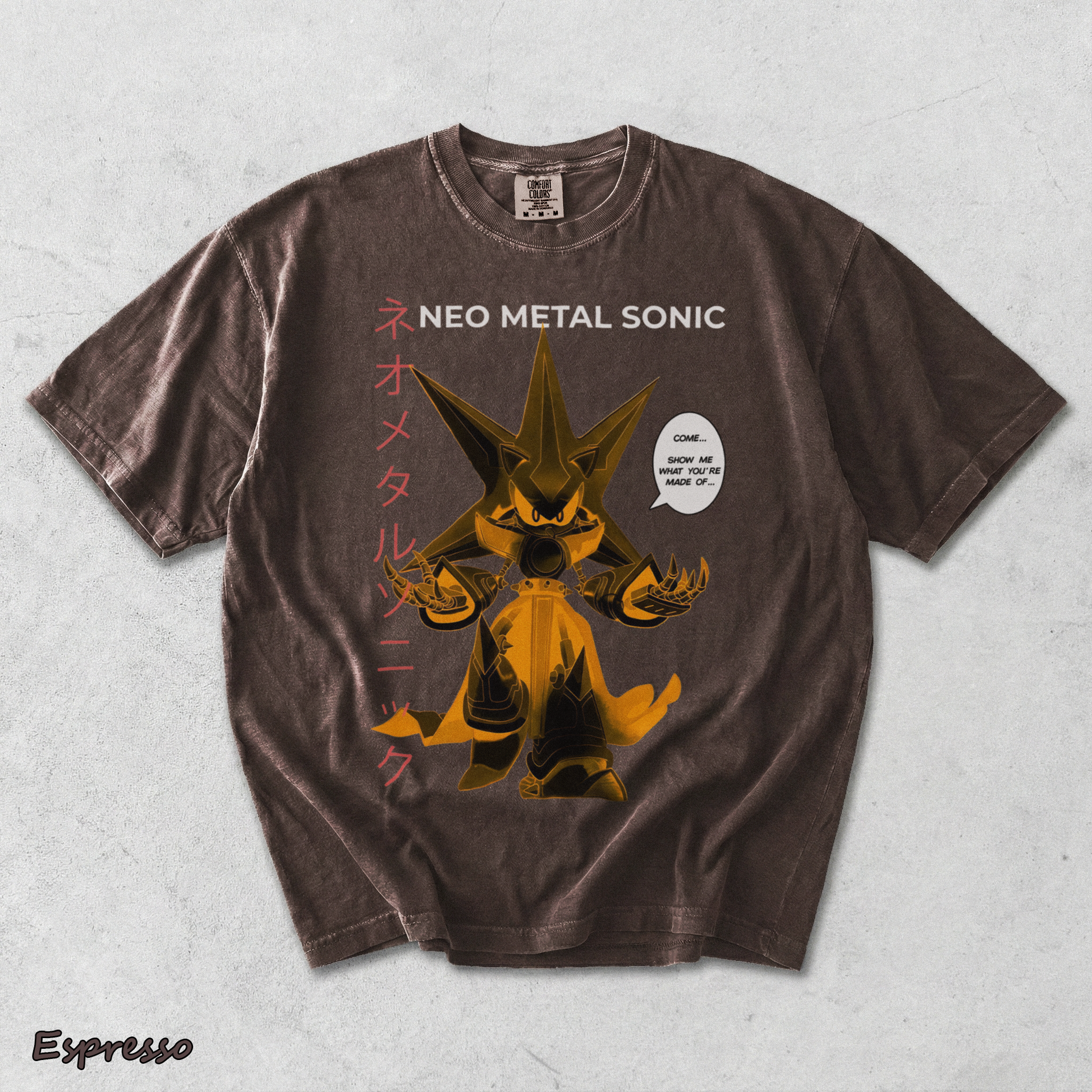 Neo Metal Sonic Anime Streetwear 3 - Espresso mockup