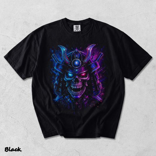 Neon Samurai Skull - Black mockup