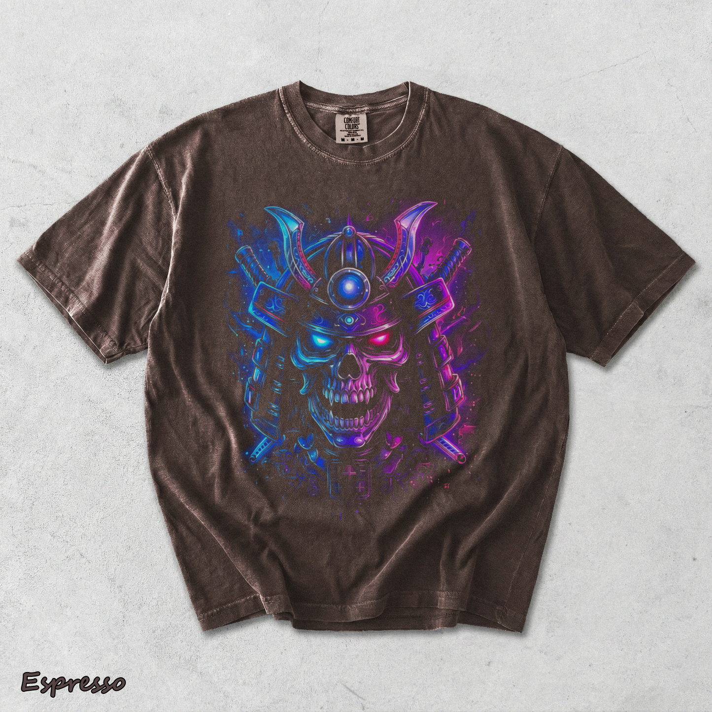Neon Samurai Skull - Espresso mockup