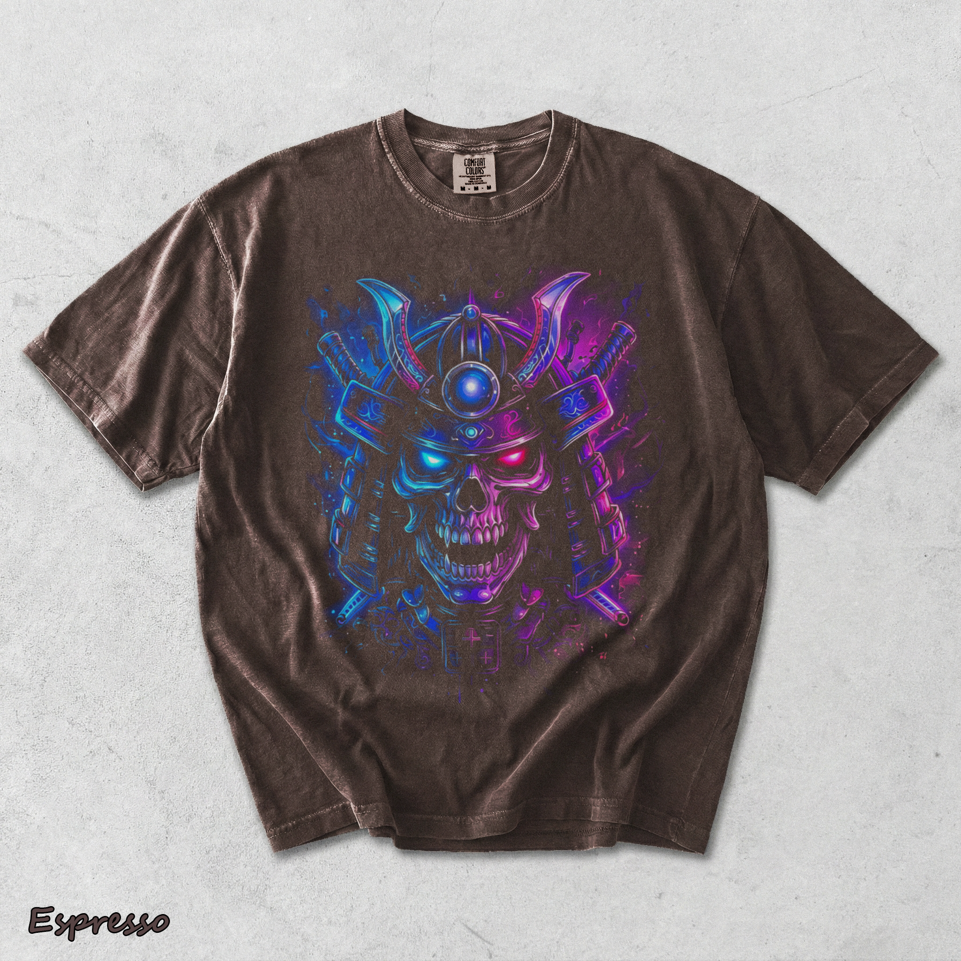 Neon Samurai Skull - Espresso mockup