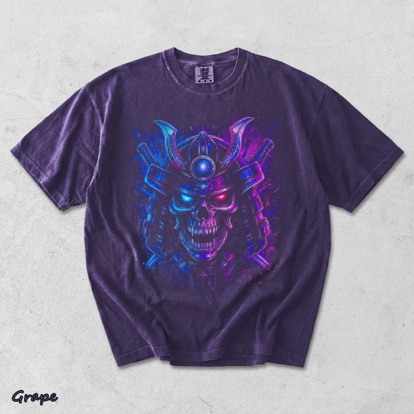 Neon Samurai Skull - Grape mockup
