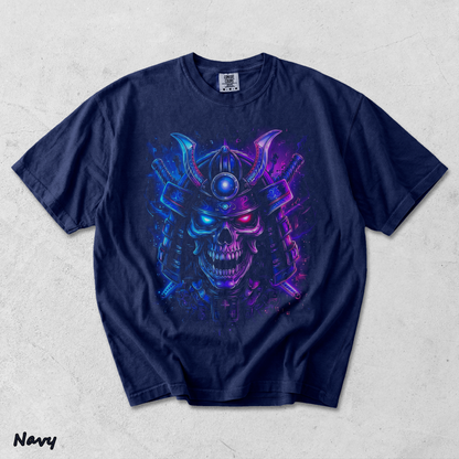 Neon Samurai Skull - True Navy mockup