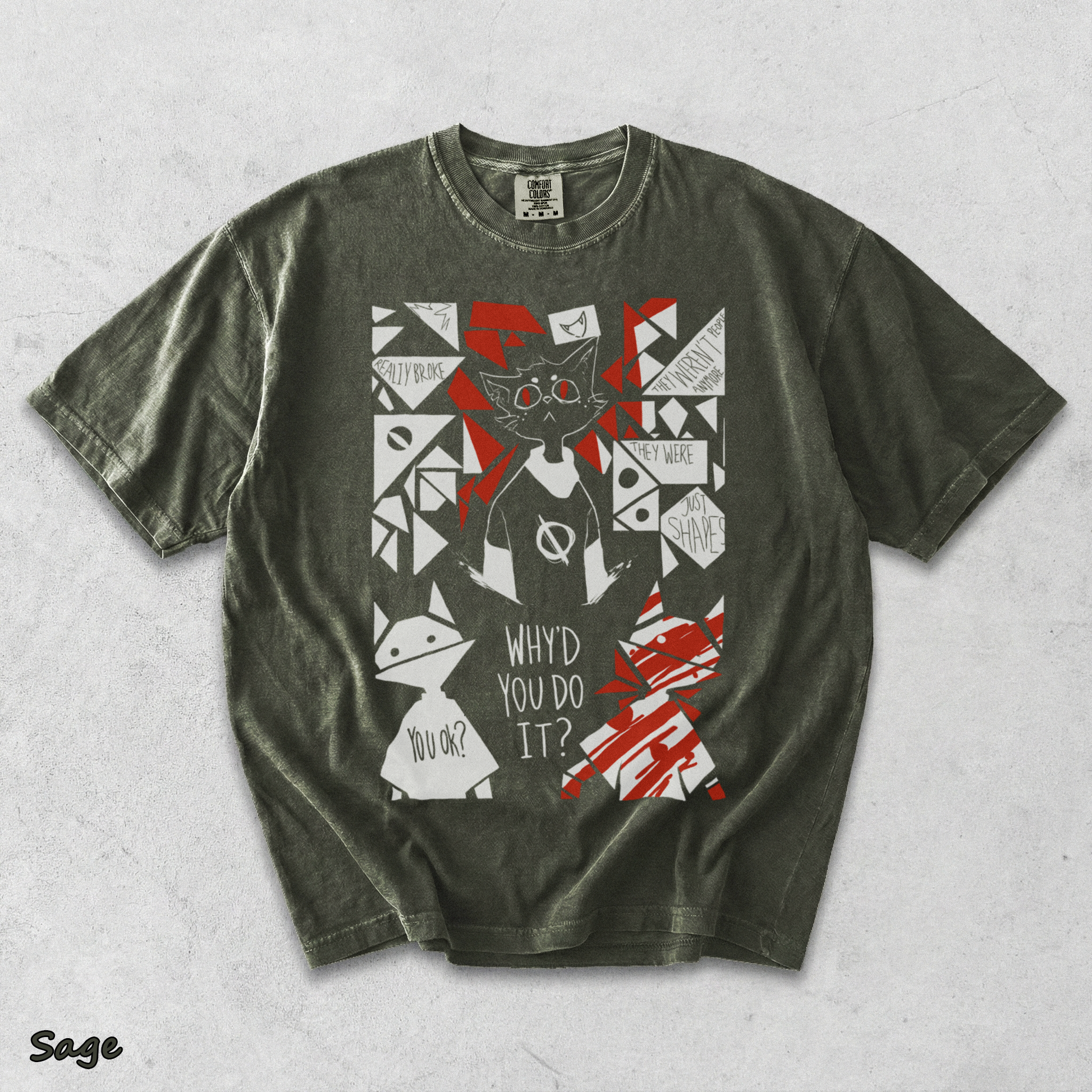 Night in The Woods Mae Borowski Washed Tshirt - Sage mockup