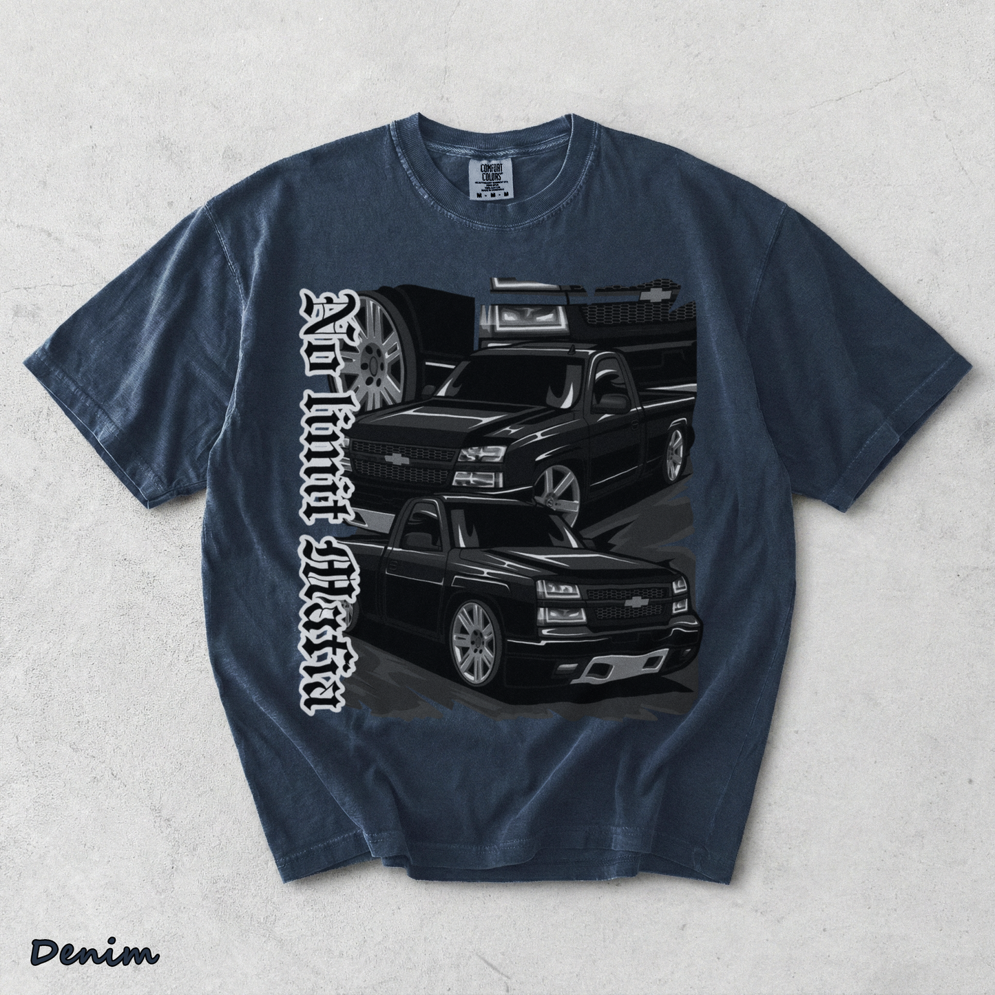 No Limit Mafia T-shirt back - Denim mockup