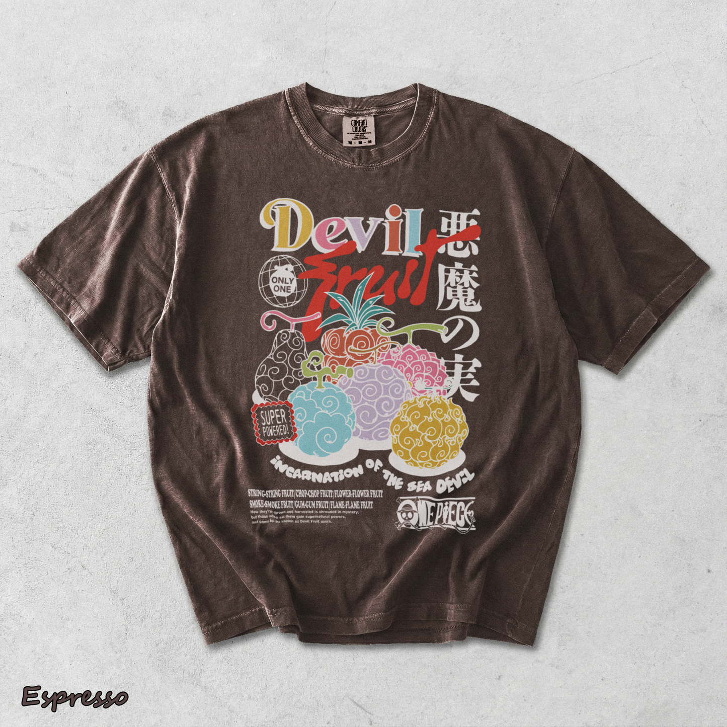 One Piece Devil Fruit 22 Back - Espresso mockup