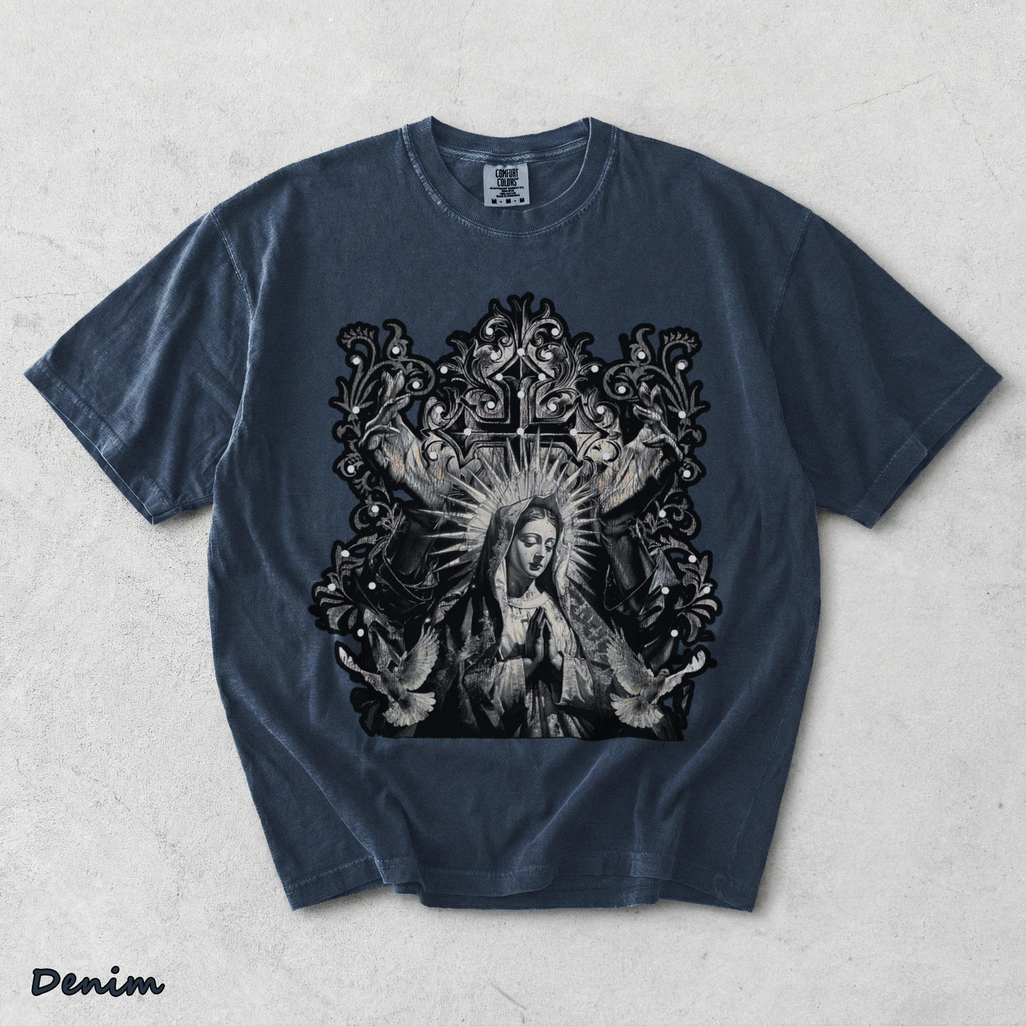 Our Goth Distressed Washed Snowflake - Denim mockup