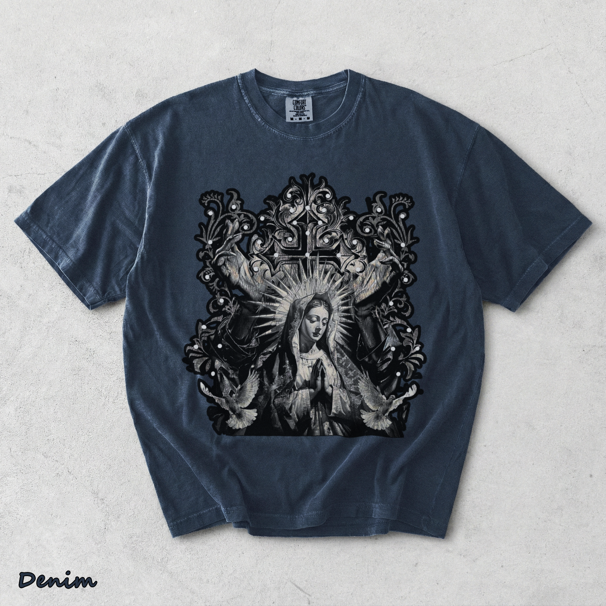 Our Goth Distressed Washed Snowflake - Denim mockup