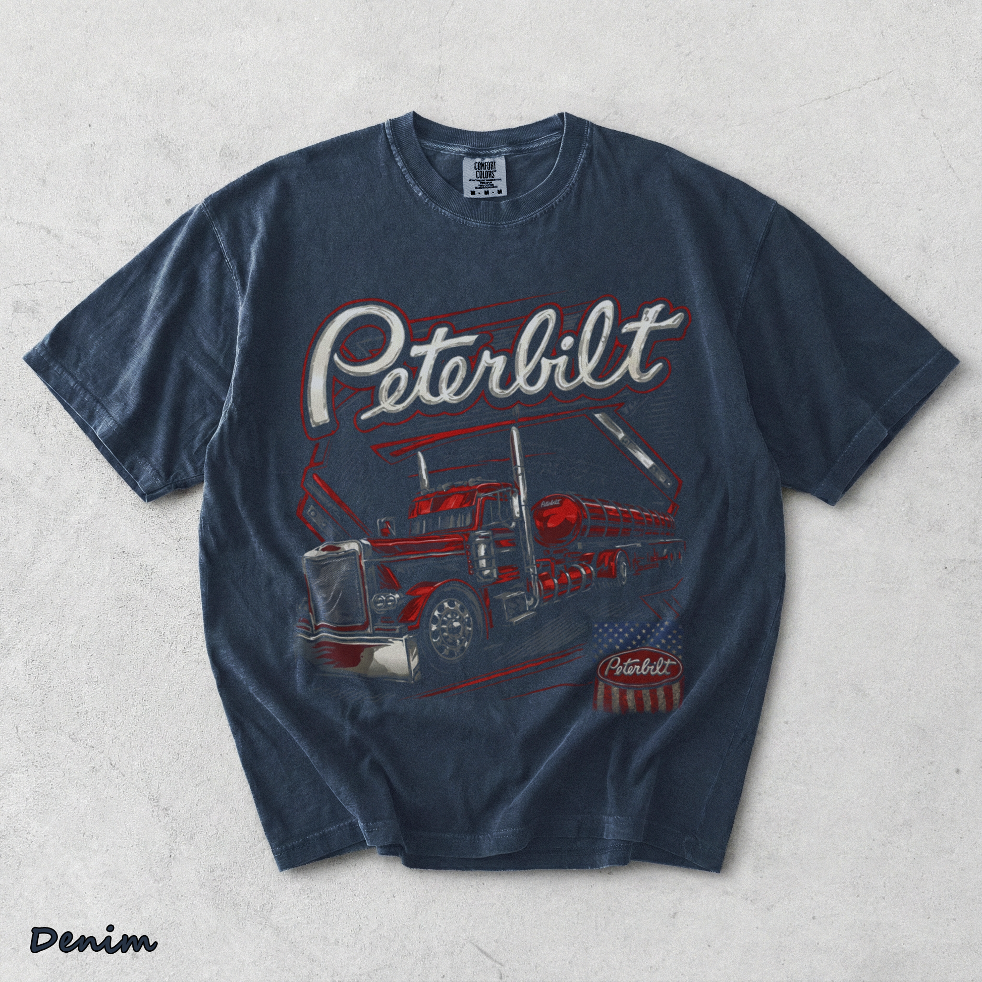 Peterbilt Red - Denim mockup