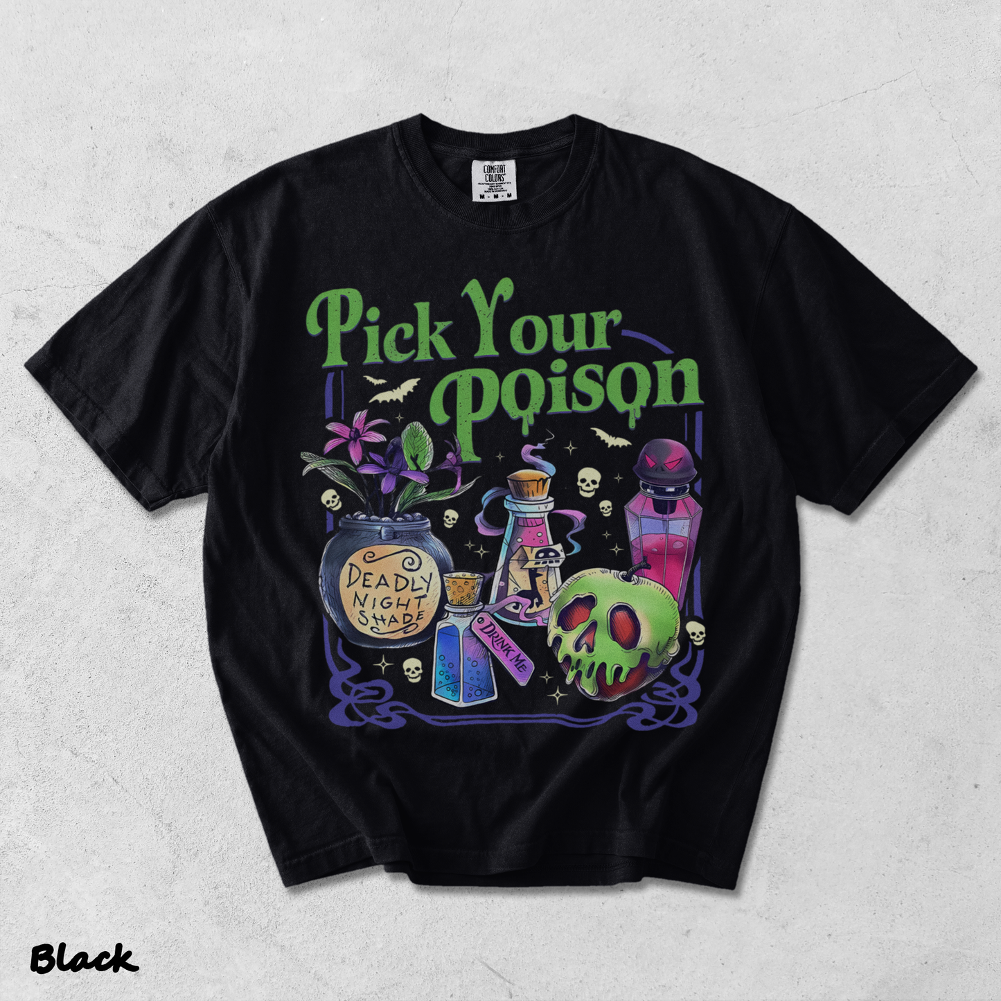 Pick Your Poison t shirt 1 - Black mockup