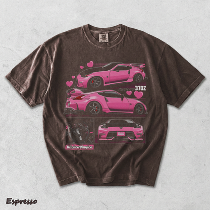 Pink JDM Drift Car Graphic T-Shirt back - Espresso mockup