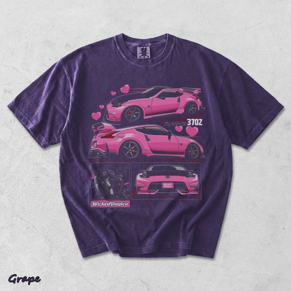 Pink JDM Drift Car Graphic T-Shirt back - Grape mockup