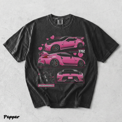 Pink JDM Drift Car Graphic T-Shirt back - Pepper mockup