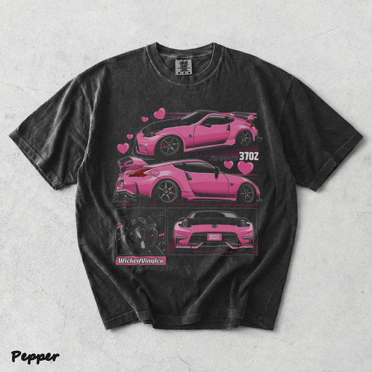 Pink JDM Drift Car Graphic T-Shirt back - Pepper mockup