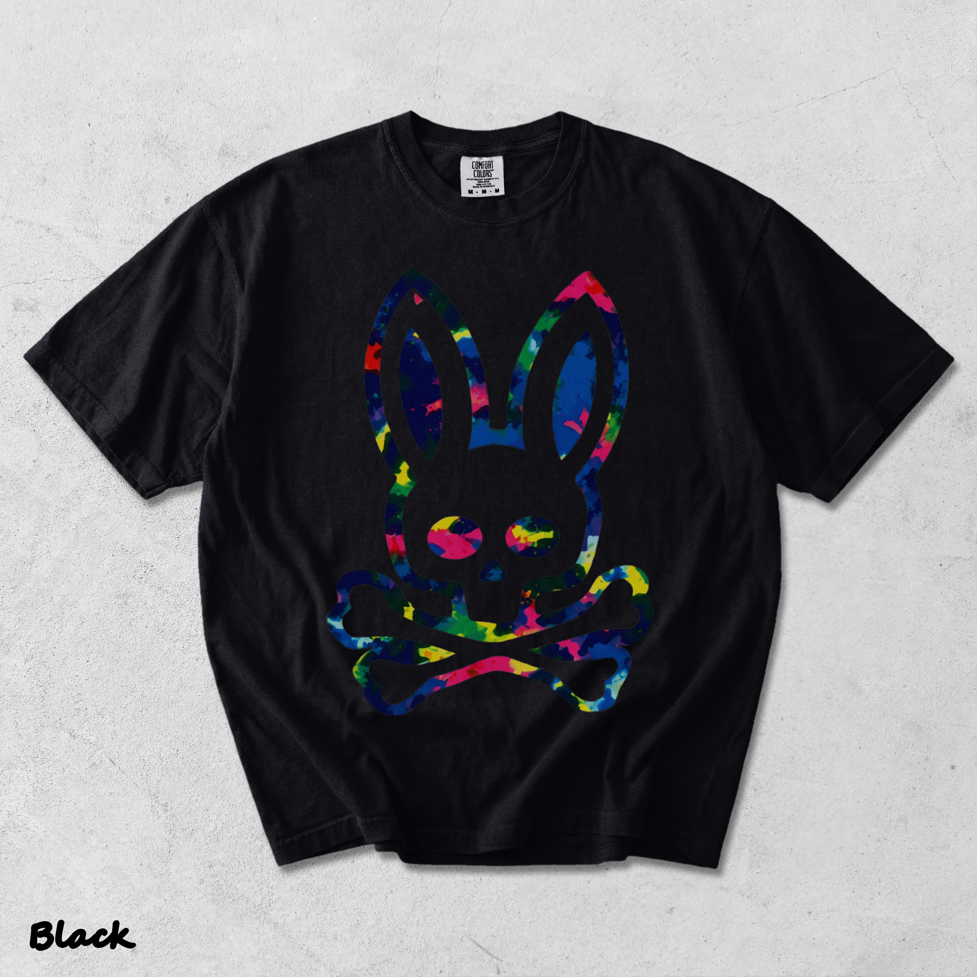 Psycho Bunny Colorful Skull - Black mockup