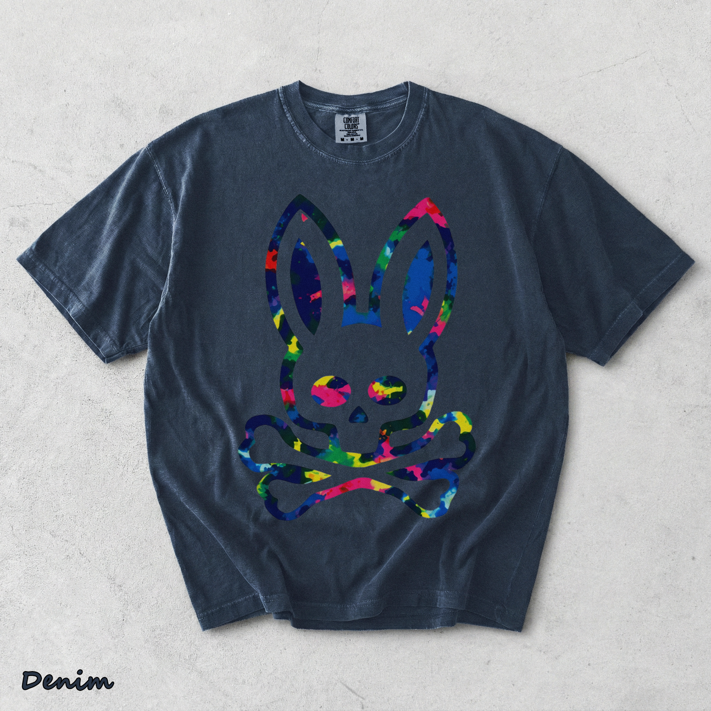 Psycho Bunny Colorful Skull - Denim mockup