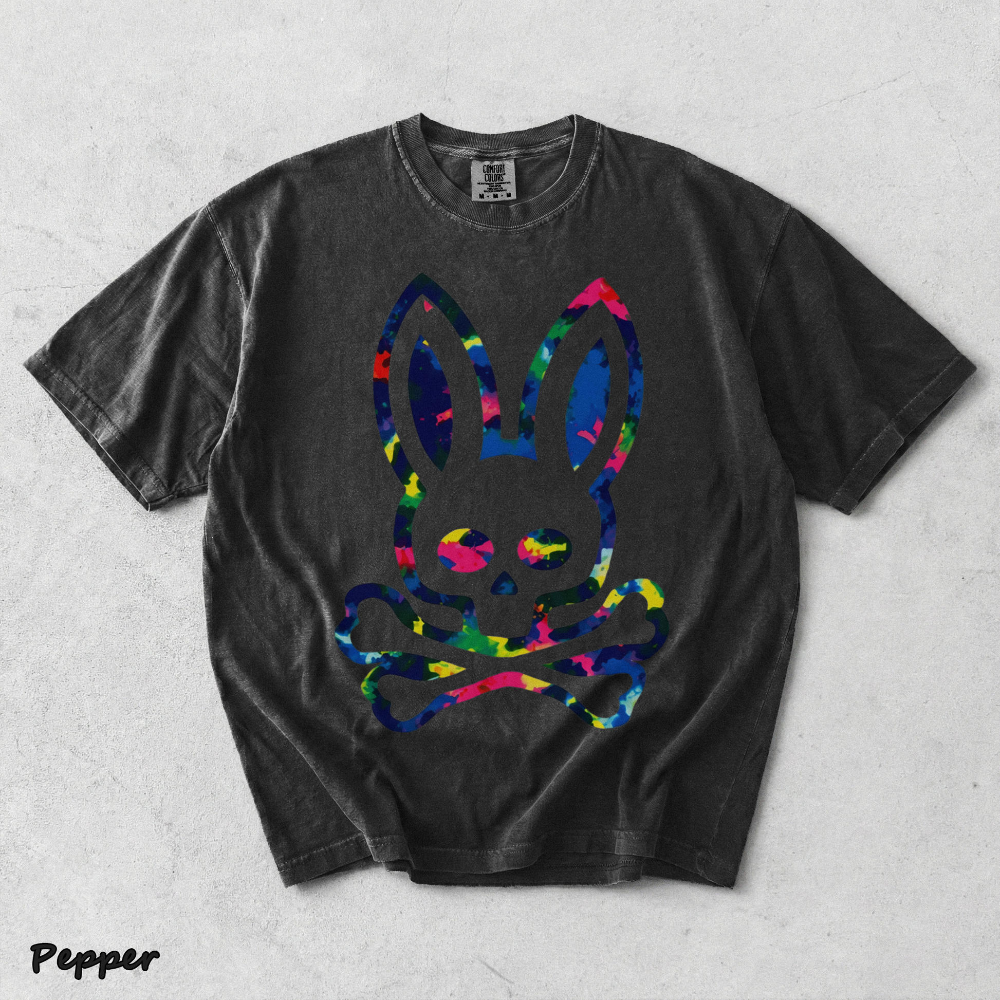 Psycho Bunny Colorful Skull - Pepper mockup