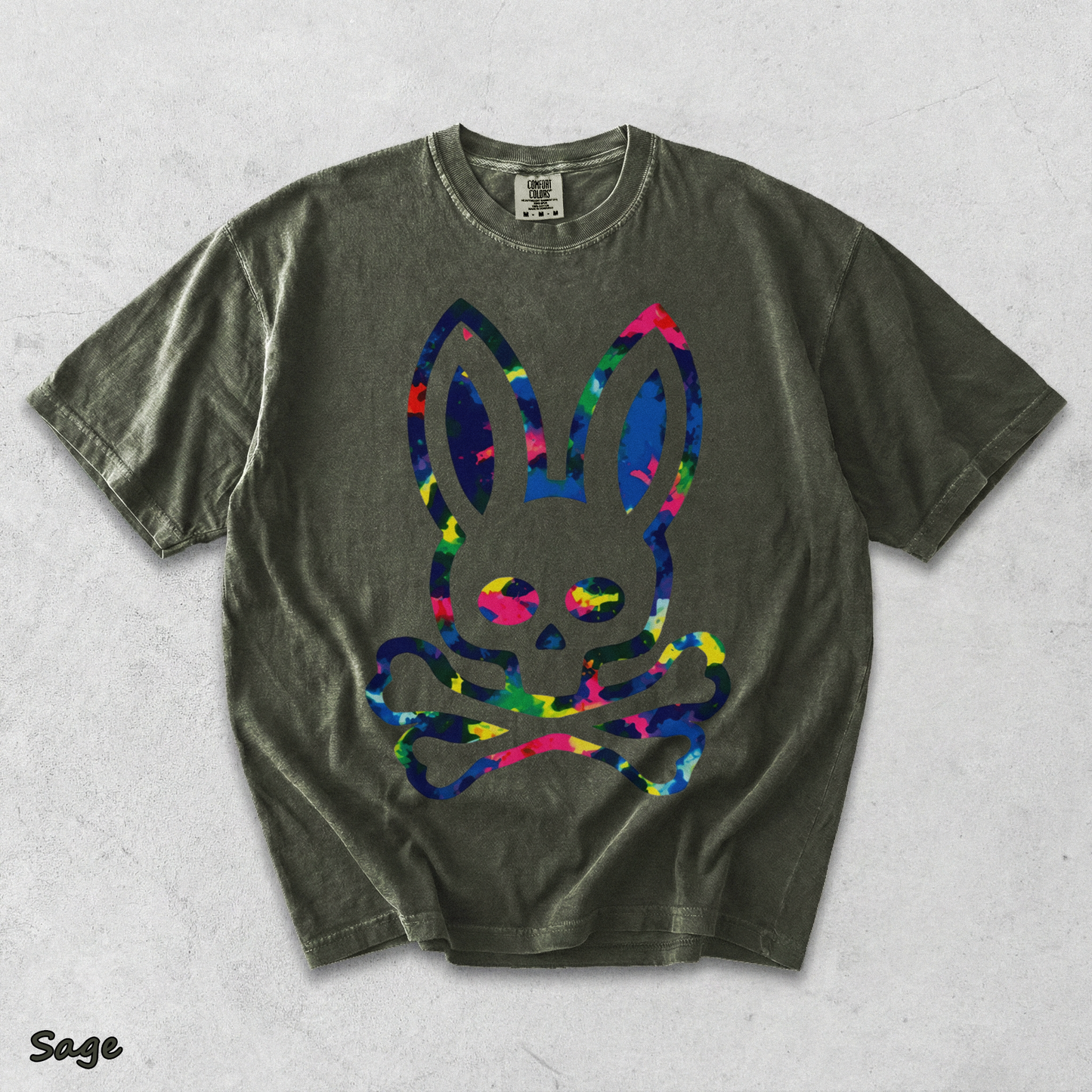 Psycho Bunny Colorful Skull - Sage mockup