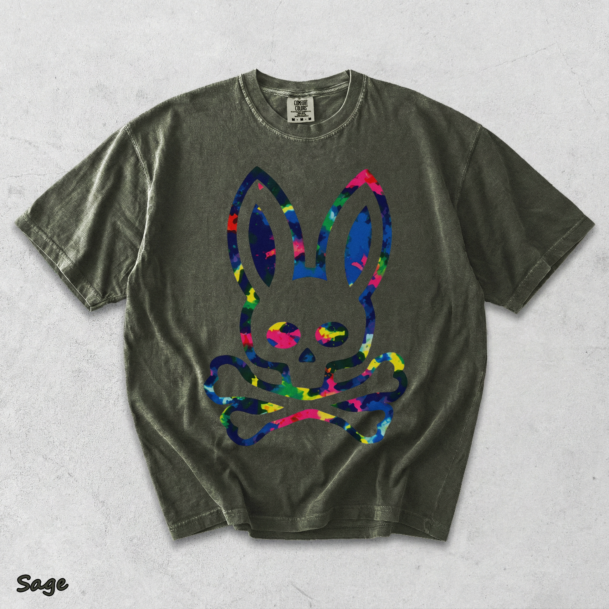 Psycho Bunny Colorful Skull - Sage mockup