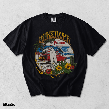 Quiksilver  Pacifico Search For Beauty T-Shirt back - Black mockup