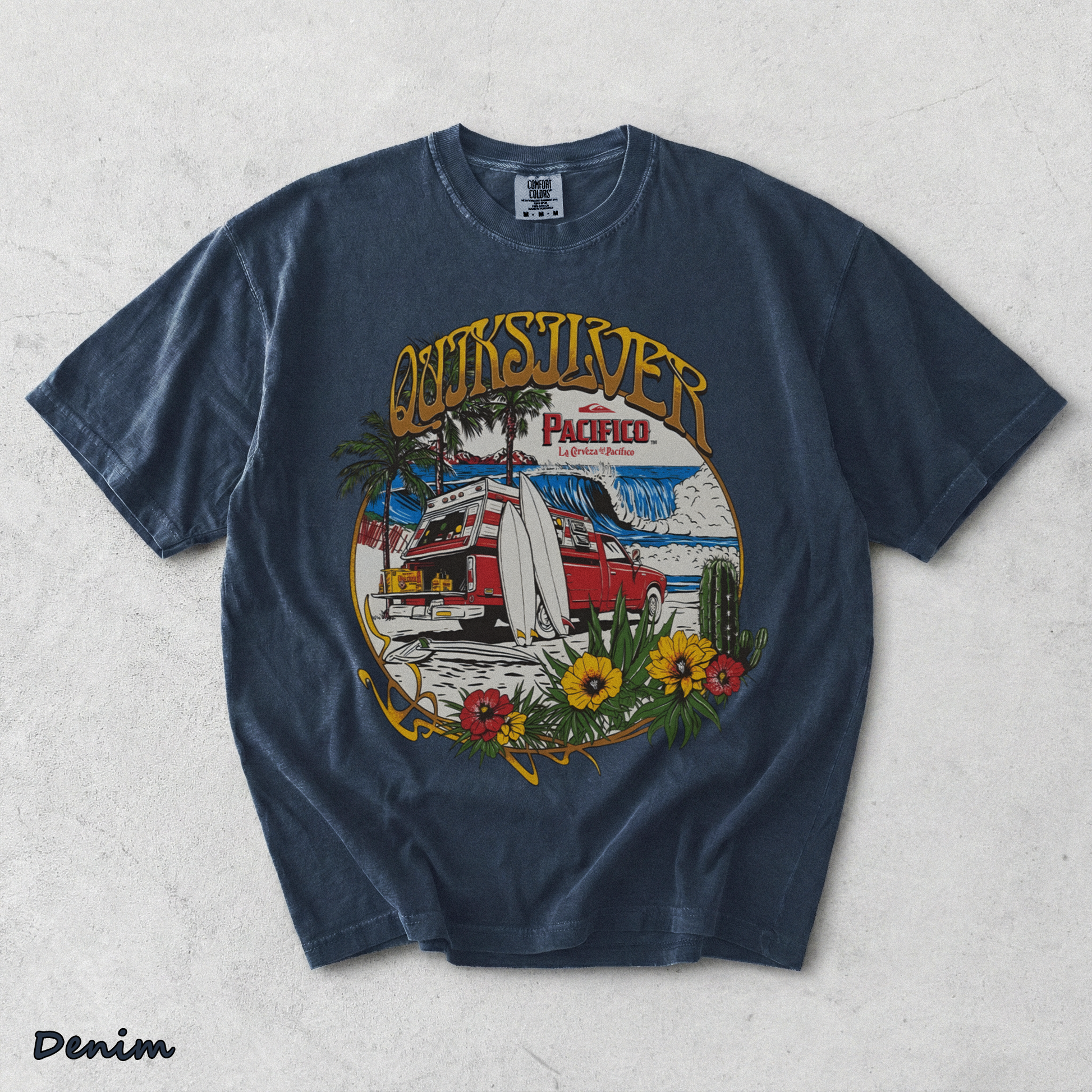 Quiksilver  Pacifico Search For Beauty T-Shirt back - Denim mockup