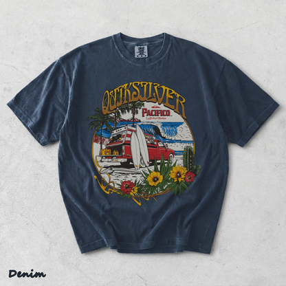 Quiksilver  Pacifico Search For Beauty T-Shirt back - Denim mockup
