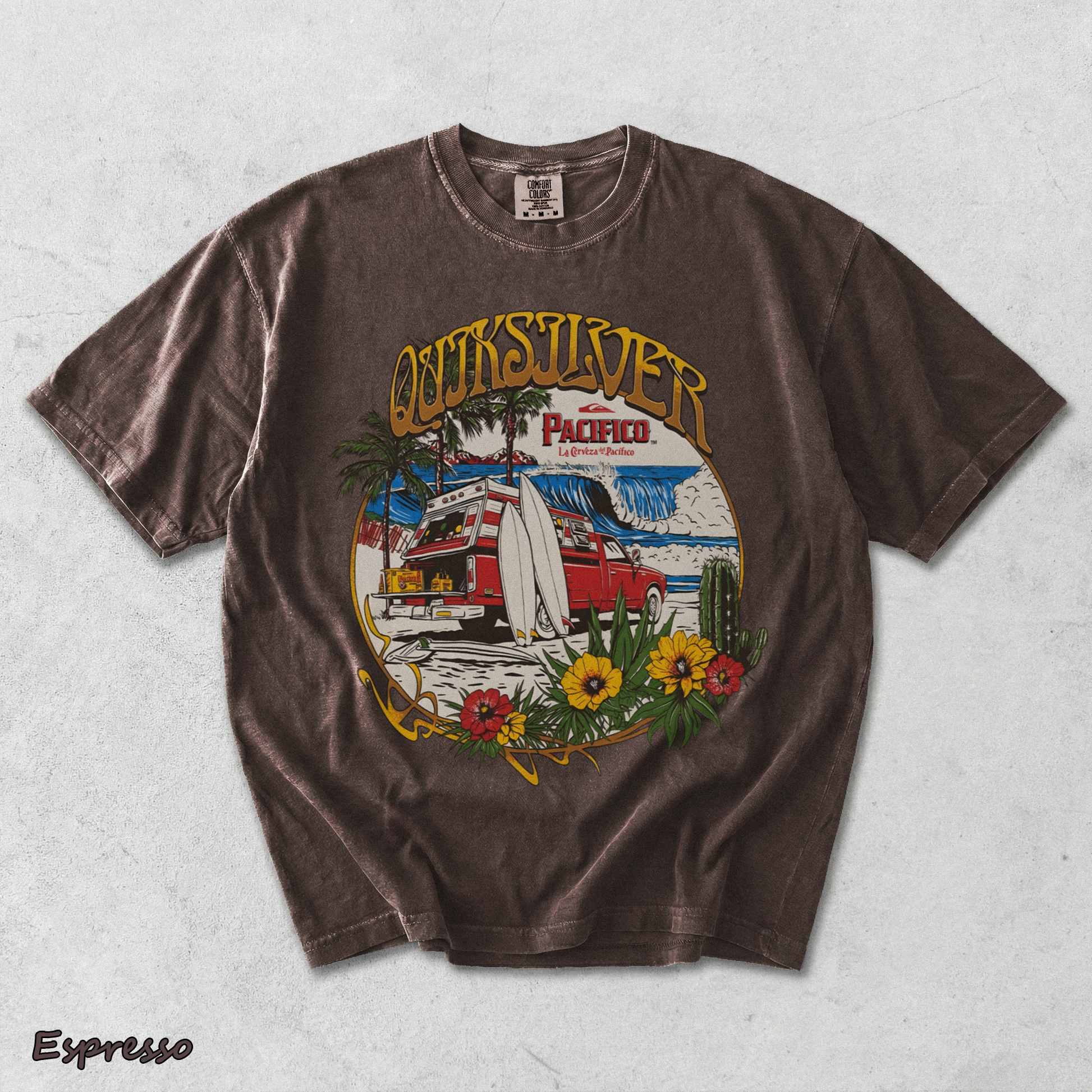 Quiksilver  Pacifico Search For Beauty T-Shirt back - Espresso mockup