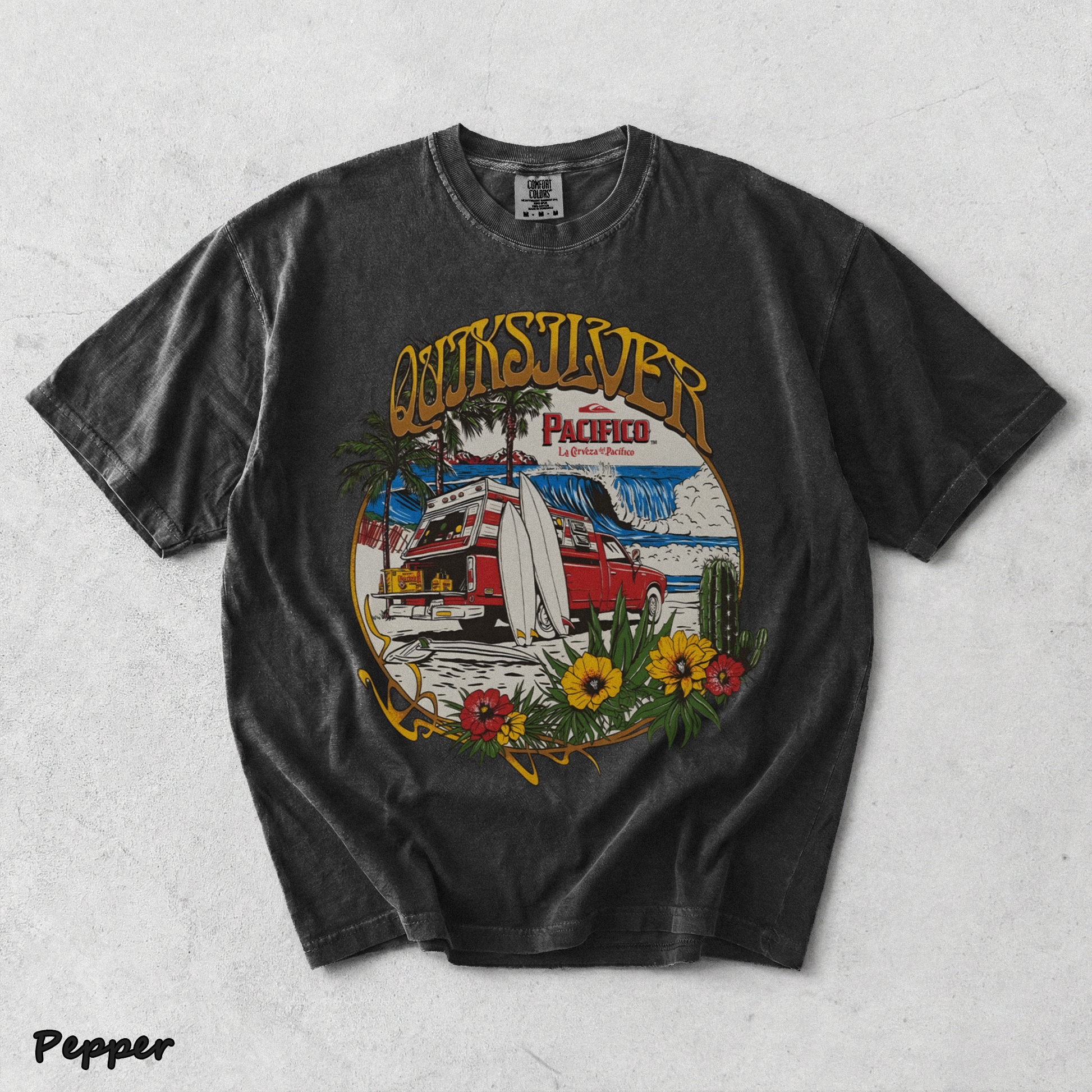 Quiksilver  Pacifico Search For Beauty T-Shirt back - Pepper mockup
