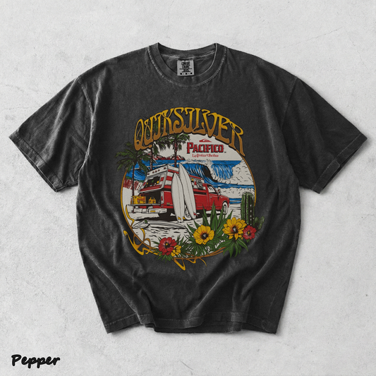Quiksilver  Pacifico Search For Beauty T-Shirt back - Pepper mockup