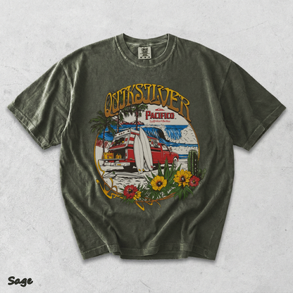 Quiksilver  Pacifico Search For Beauty T-Shirt back - Sage mockup