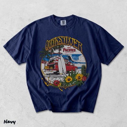 Quiksilver  Pacifico Search For Beauty T-Shirt back - True Navy mockup