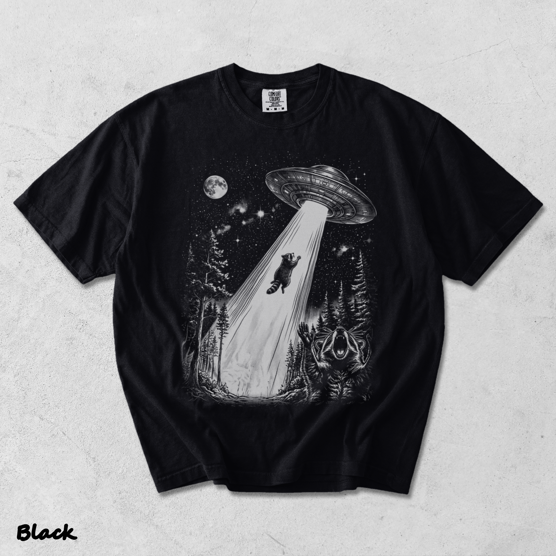 Raccoons UFO - Black mockup