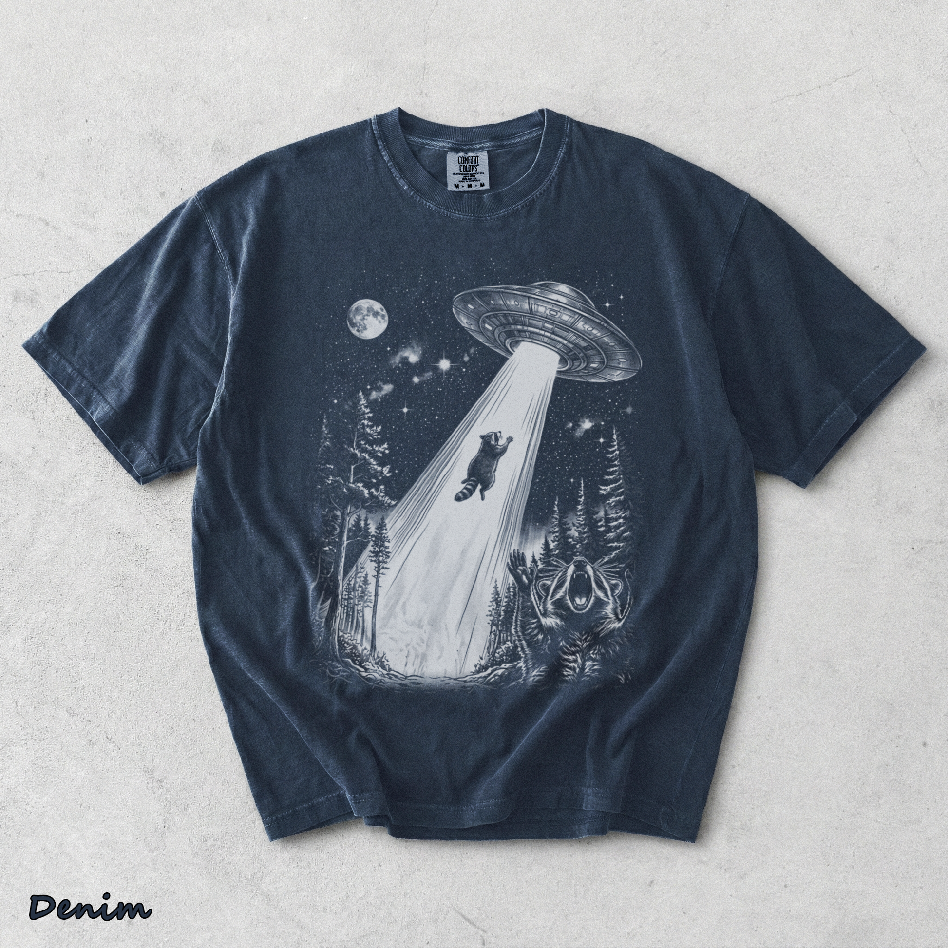 Raccoons UFO - Denim mockup