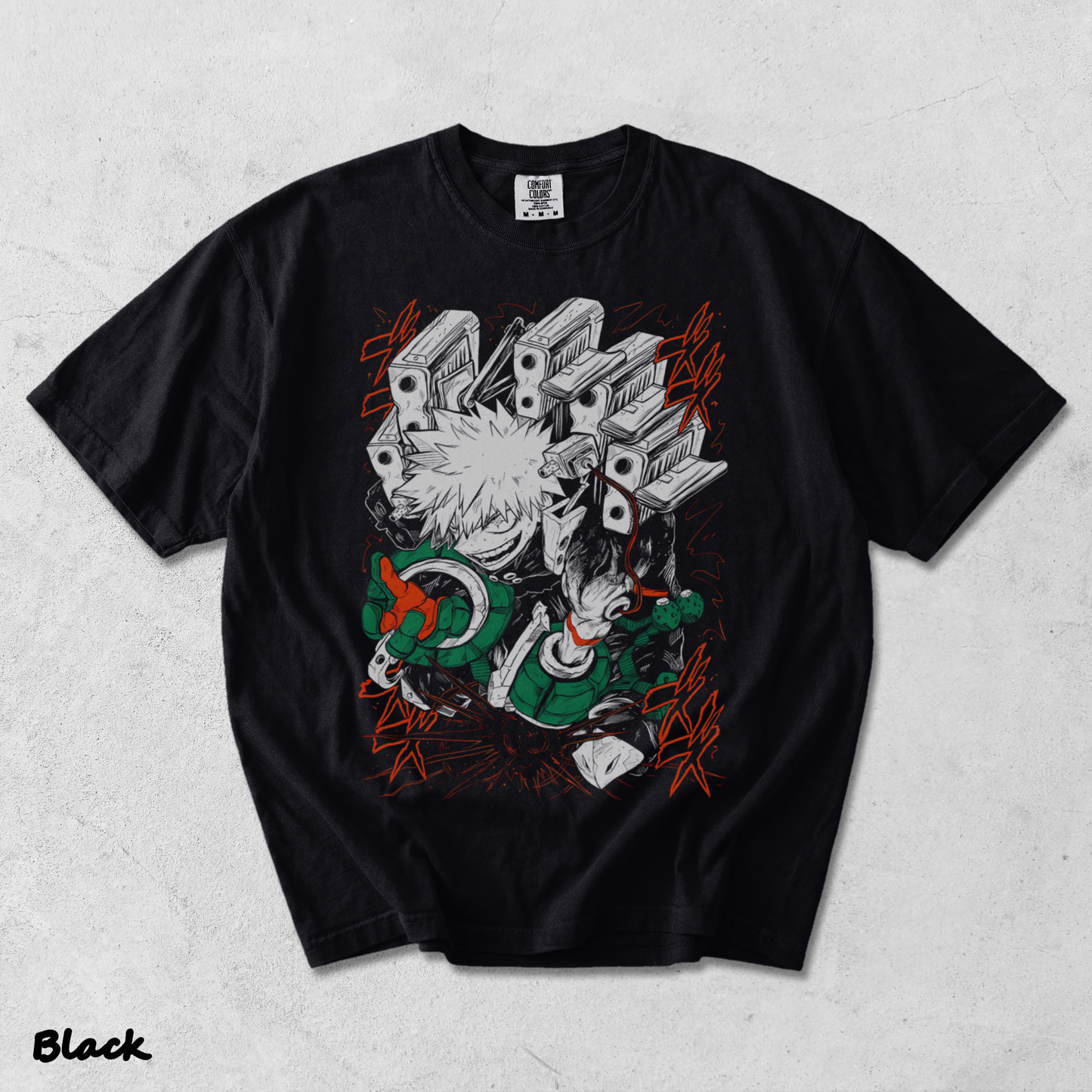 RARE Katsuki Bakugo T-Shirt Manga My Hero Academia Anime Gift Tshirt Tee All Size - Black mockup