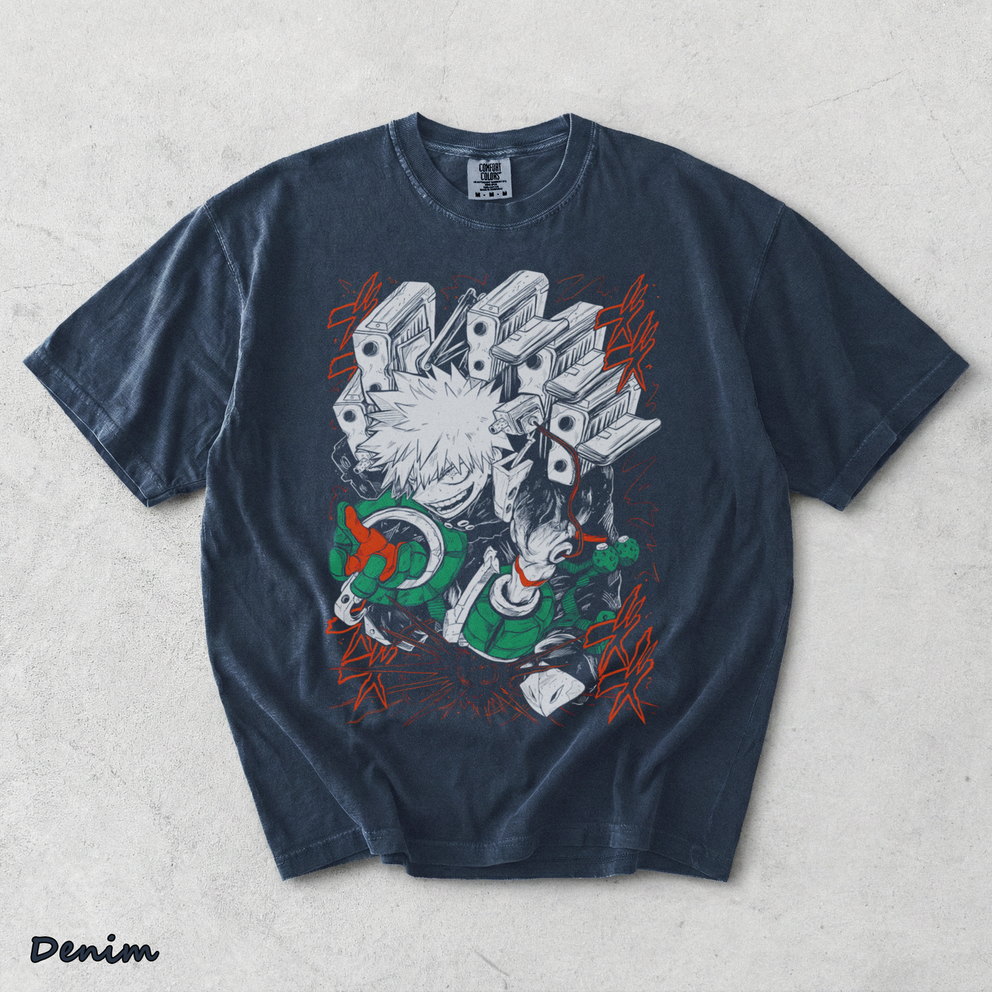 RARE Katsuki Bakugo T-Shirt Manga My Hero Academia Anime Gift Tshirt Tee All Size - Denim mockup