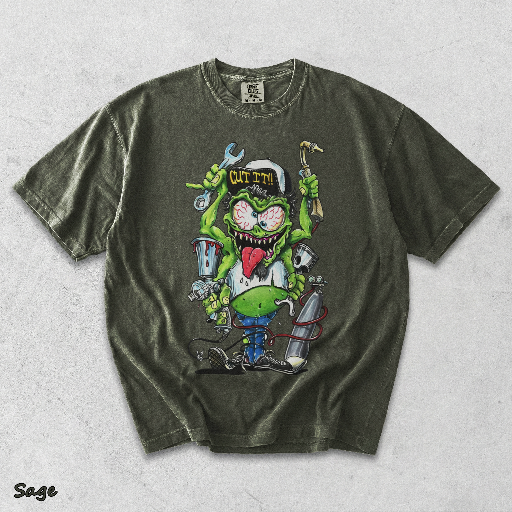Rat Fink  back - Sage mockup