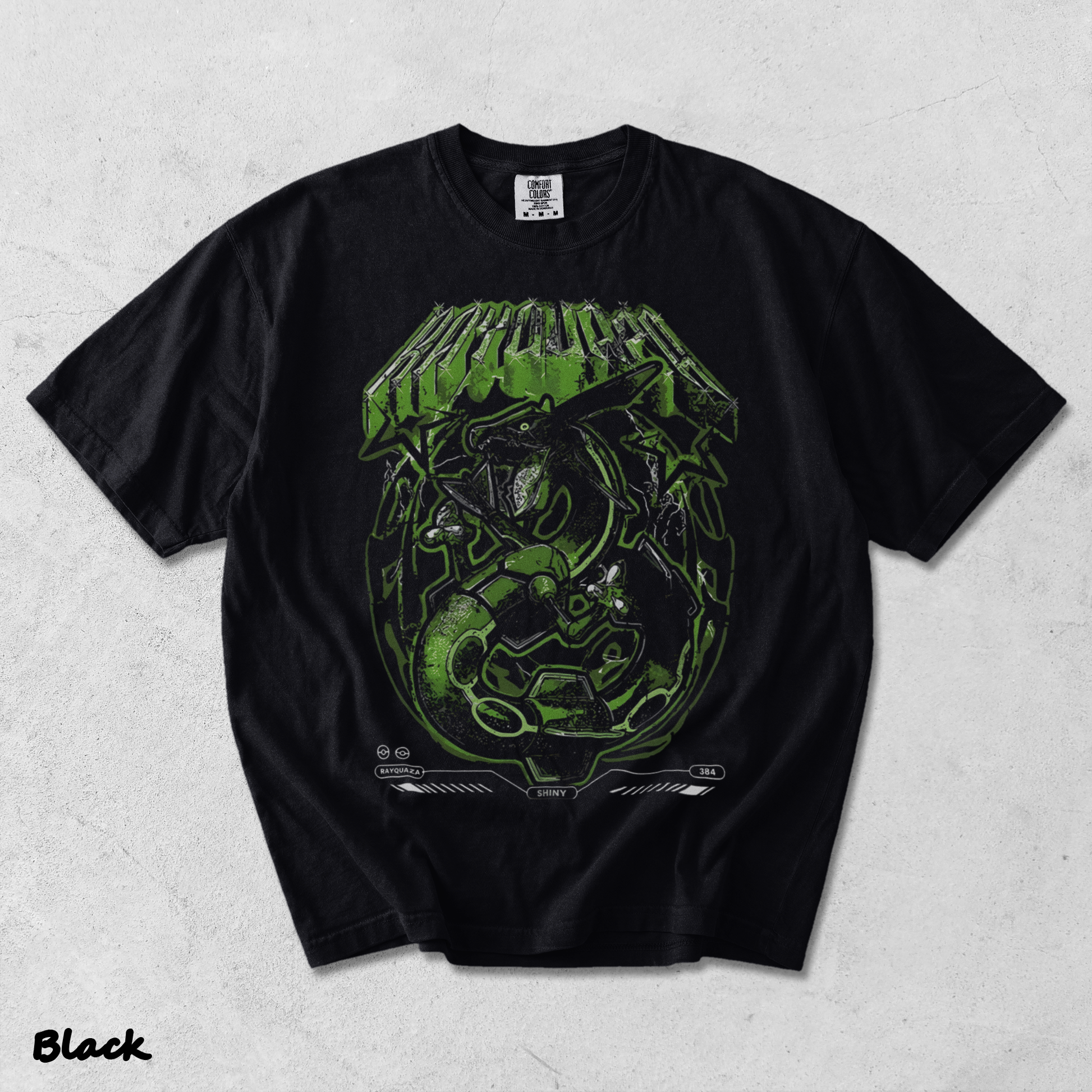 Rayquaza Shiny Pocket T-shirt back - Black mockup
