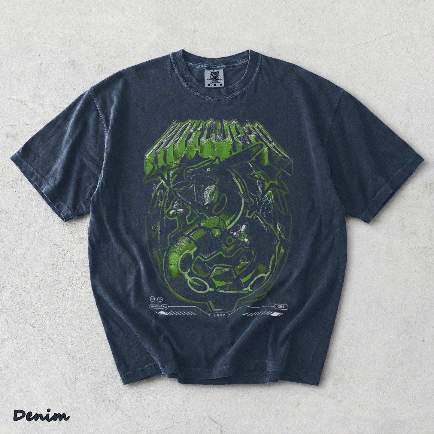 Rayquaza Shiny Pocket T-shirt back - Denim mockup