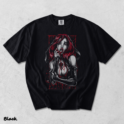 Red Hair Bleeding Witch - Black mockup
