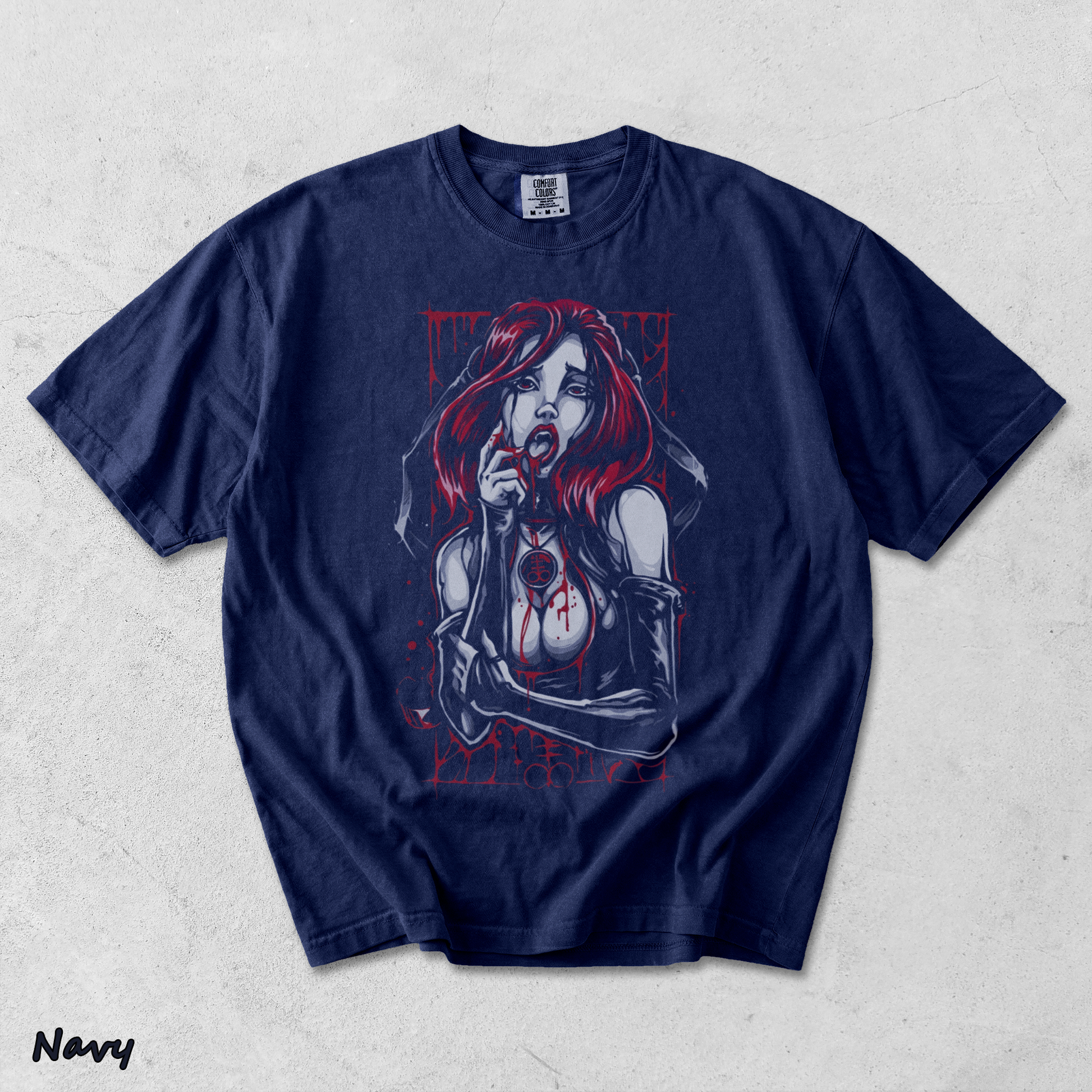 Red Hair Bleeding Witch - True Navy mockup